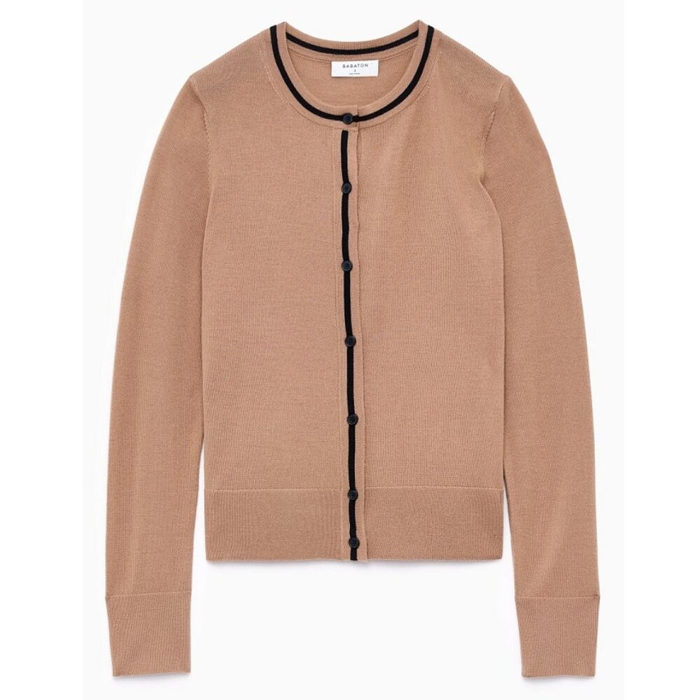 Aritizia Babaton Aldrin merino wool cardigan in camel/black